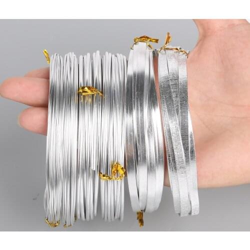 1/1.5/2/2.5mm Silver Flat/Round Aluminum Wire Soft Metal Floristry Wire for DIY Bracelet Jewelry Findings & Craft Making Beading