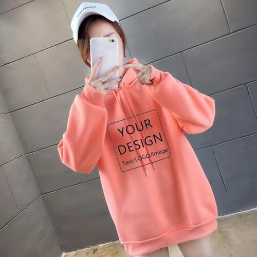 Customized DIY Logo Print Hoodies Sweatshirts Women Long Sleeve Clothes Harajuku Korean Streetwear Pullover Ladies DropShipping