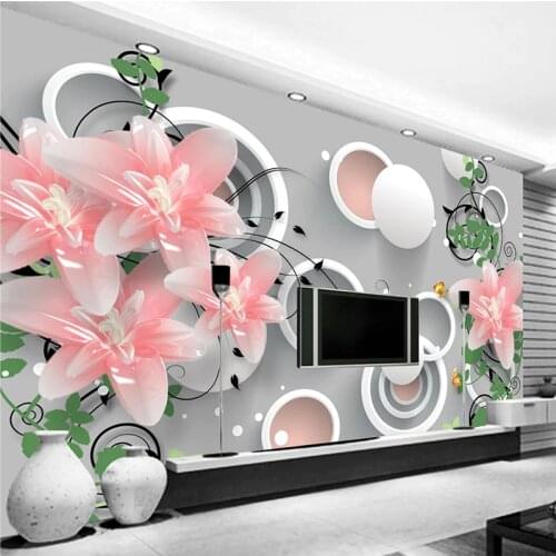 Custom 3D Wallpaper Modern Flowers Ball Circle Murals Living Room TV Bedroom Home Decor Wall Painting PVC Waterproof 3D Stickers
