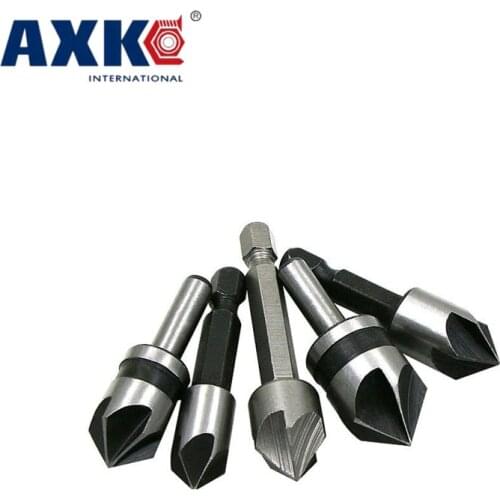 Flute countersunk bit 82 degree angle chamfer chisel 1/4" hexagonal round handle 5 HSS