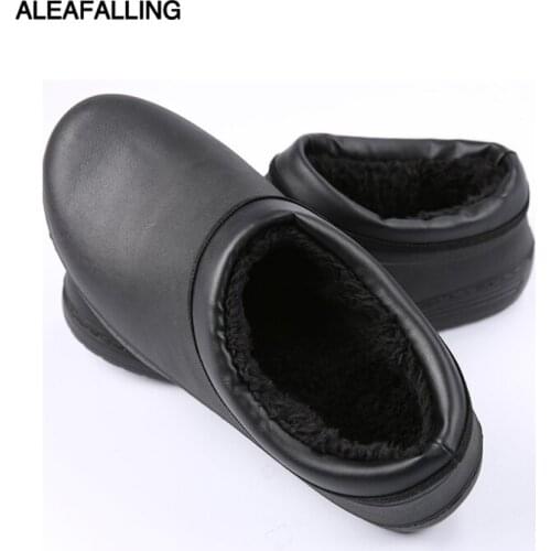 Labor pvc shoes in winter leather warm waterproof chef nurse work shoes wear-resistant oil resistant waterproof size 36-46