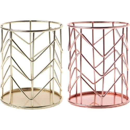 Rose Gold Pen Pencil Pot Holder Container Organizer Home Desk Stationery Decor