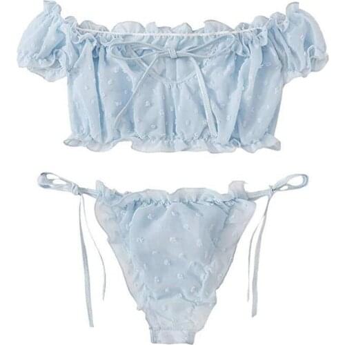 Sexy Lace Lingerie Split Bikini Suit Hot Erotic Underwear Bra Set Baby Doll Woman Porno Flirting Costume Sex Outfits for Women