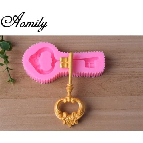 Aomily Retro Magic Key Silicone Mold Cake Fondant Chocolate Cookies Mould DIY Cake Baking Tools Clay Soap Mold Wedding Gifts