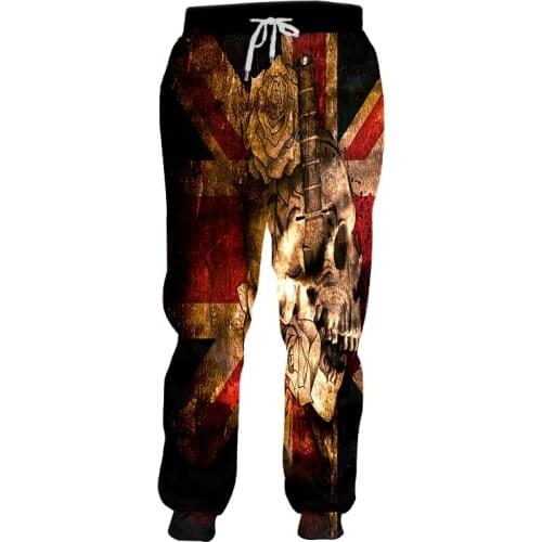 UJWI New Fashion Men/Women Casual Sweatpants 3D Printed Flag rose skull Sportpants Harajuku Full Length Trousers