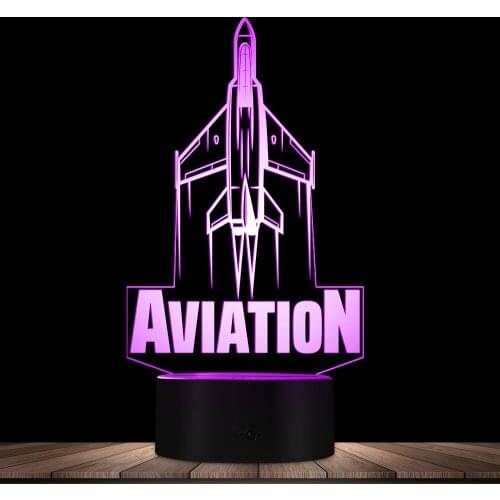 Aviation Themed Glowing LED Lamp Aircraft Plane Pilot Flight 3D Creative Visual Acrylic Desk Decor Light With Color Changing