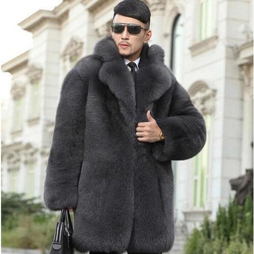 High quality winter thicken warm faux fur coats mens luxury fur overcoat slim men casual jaqueta de couro grey european S - 6XL