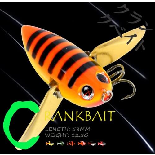 WALK FISH Metal Bait With Blade Wings 58MM 12.5G Popper Crankbait Floating Wobbler Artificial Bait Fishing Tackle