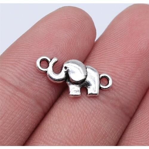 WYSIWYG 20pcs 18x9mm Antique Silver Color Elephant Connector Charms For Jewelry Making DIY Jewelry Findings