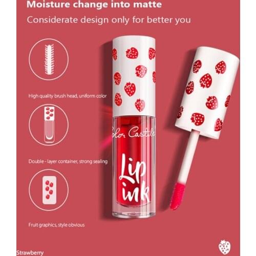 Wholesale 3 Typies Fruit Smell Moisturizing Lasting Waterproof Non Stick Cup Liquid Lipstick Lip Glaze Guice Dyeing Lip Liquid