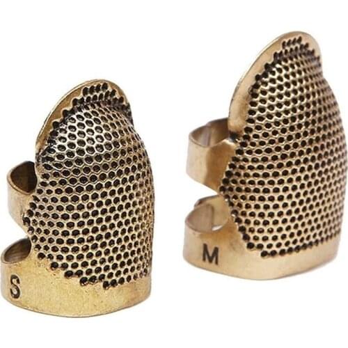 1PC Retro Handworking Sewing Thimble Finger Protector Adjustable Thimble Sewing Tools Accessories DIY Brass Metal Household Thim