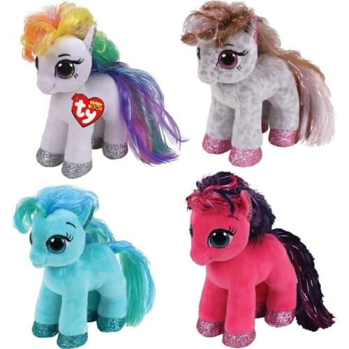 15cm Ty Stuffed Plush Animals Doll The White Blue Red Pony Soft Toys Ty Beanie Babies Children Birthday New Year Toy Gift