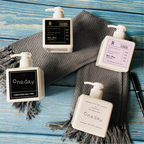 250ml Nordic White Square Plastic Bottles Multifunction Home Bath Liquid Lotion Sub-bottle Portable Travel Press Bottle