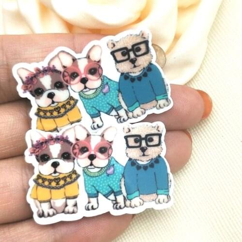 30pcs/50pcs Animal Flat Back Planar Resin Cartoon Dog Acrylic Resin Cabochons for DIY bow Decoration 24*37MM R1562