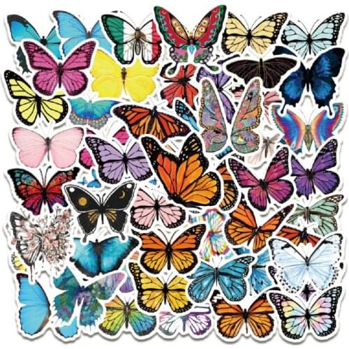 50/100pcs Mini Paper Butterfly Stickers for Laptop Skateboard Guitar Stationery Sticker DIY Fridge Car Bottle Decals Kids Toys