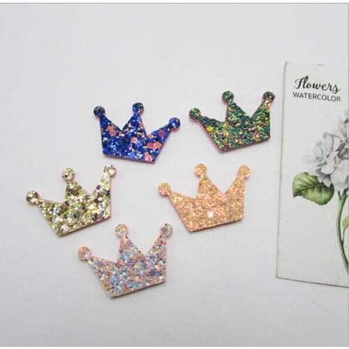 50pcs/lot 3.6cm Shiny/Glitter Crown Padded Appliques For Hair Accessories, Hair clip Accessories, Children garment Decoration