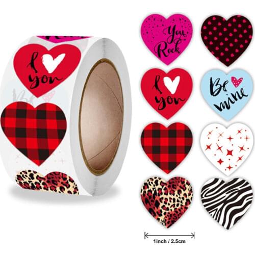 500pcs Love Heart Shaped Stickers Scrapbooking Gift Packaging Seal Labels DIY Birthday Wedding Party Favors Stationery Stickers