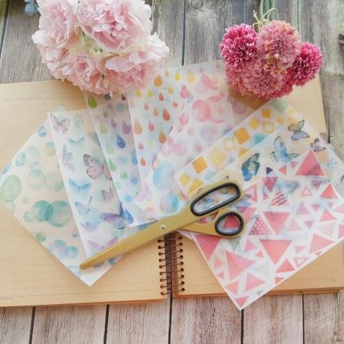 8 Sheets/lot 12*17cm DIY colorful Butterfly Bubbles Paper Sticker Wrapping Creative Paper Craft Background Scrapbooking