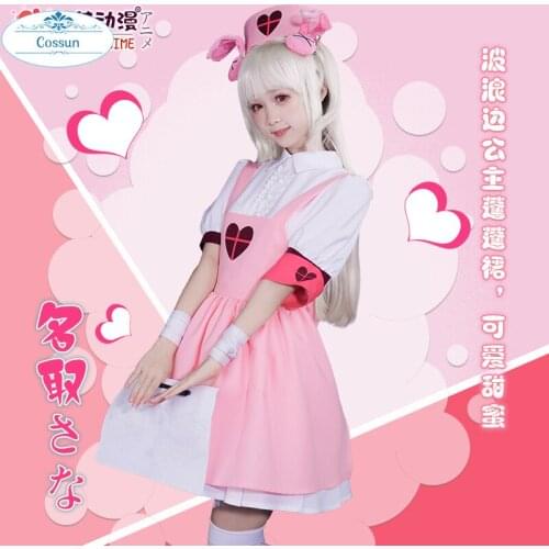 8PCS Youtuber Natori Sana Maid Apron Dress Nurse Uniform Outfit Cosplay Costumes Halloween cosplay costume Headwear sock hat
