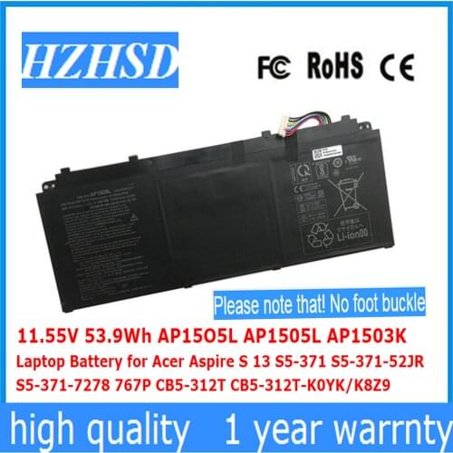 11.55V 53.9Wh AP15O5L AP1505L AP1503K Laptop Battery for Acer Aspire S 13 S5-371 S5-371-52JR S5-371-7278 767P CB5-312T CB5-312T