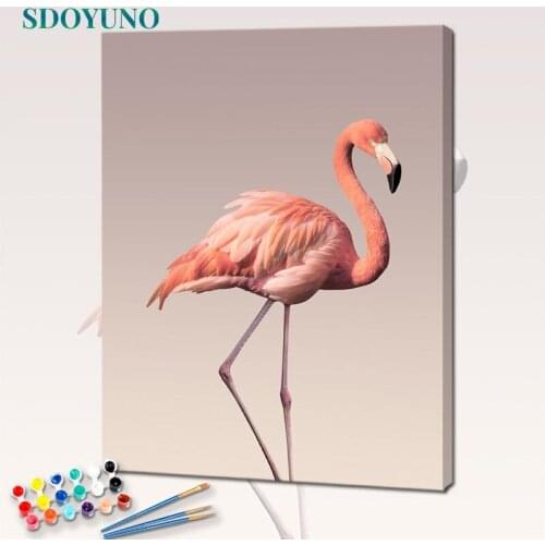 SDOYUNO 40x50cm Acrylic Paint By Numbers Flamingo Oil Painting By Numbers On Canvas Animals Frameless DIY Home Decor Unique Gift