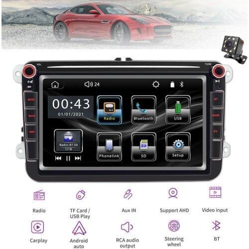 12V 2 Din Apple CarPlay Car Radio For VW Volkswagen 8in Wireless Mp5 Multimedia Player FM/AM High-definition Car Radio Player