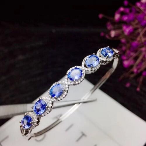100% Real and Natural New Coming Tanzanite Bangle 925 sterling silver Fine jewelry Bangle Fashion Bangle