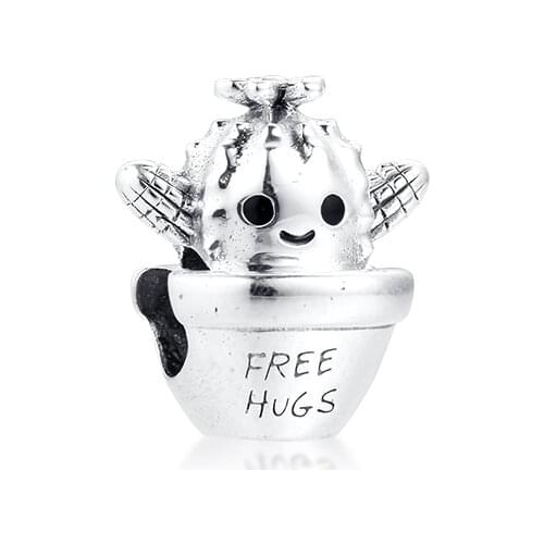 Beads For Jewelry Making Free Hugs Cactus Charm Sterling Silver Jewelry Fashion Charms Fits Original Silver Bracelets