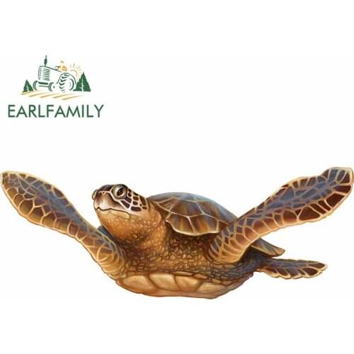 EARLFAMILY 13cm x 5.1cm for Sea Turtle Animal Car Stickers Vinyl Window Trunk Personality Occlusion Scratch Waterproof Decal