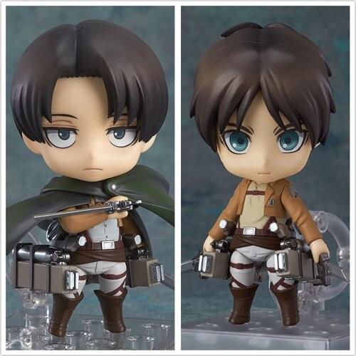 Attack On Titan Anime Figures Levi Ackerman #390 Eren Jaeger #375 PVC Action Figurine Juguetes Xmas Toys Dolls Brinquedos Figma