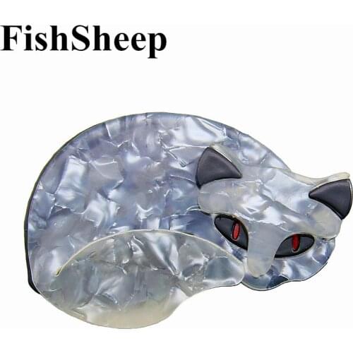 FishSheep Acrylic Fox Brooches For Women Fashion Plastic Animal Style Cat Brooch And Pins Badges Gifts New 2018 Dress Accessory