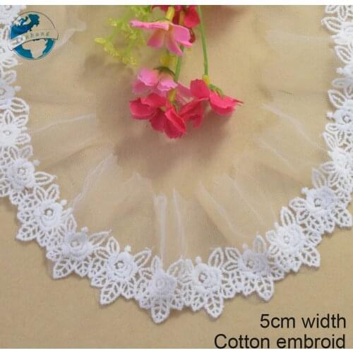 5cm width Cotton embroid lace sewing ribbon guipure trims or fabric warp knitting DIY Garment Accessories wedding lace#3366