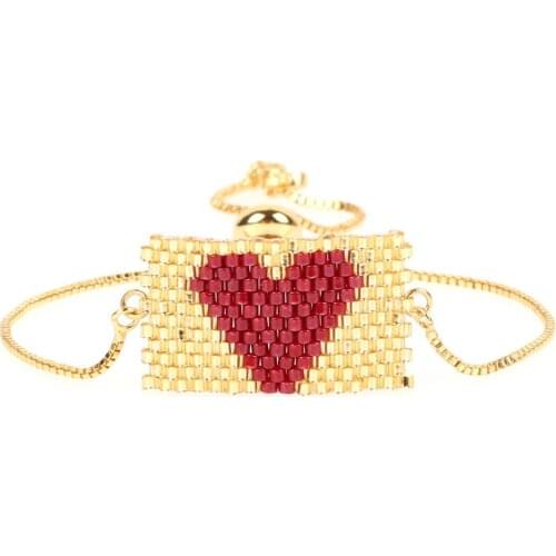 Imported Rice Bead Braided Heart-shaped Pull Bracelet Europe