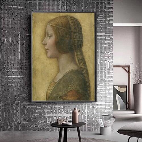 Leonardo Da Vinci Famous Canvas Paintings Wall Posters Prints La Bella Principessa Wall Art Pictures For Living Room Home Decor