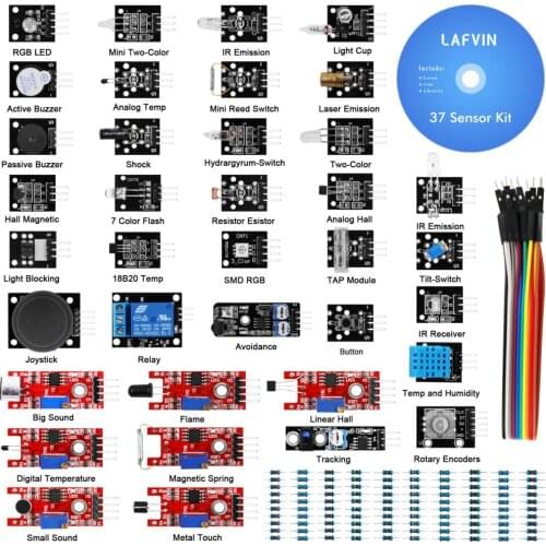 LAFVIN 37 in 1 Sensor Module Kit for Arduino UNO R3 Mega2560 Mega328 Nano with Tutorial