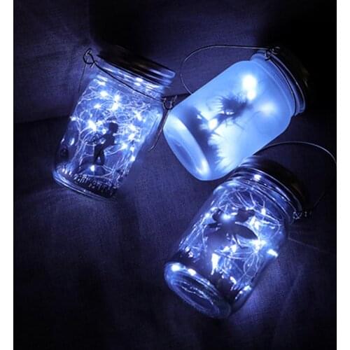 Frosted Elf Jar Solar Mason Bottle Light Jar Light String LED Bottle Cap Garden Lighting Halloween Christmas Decoration