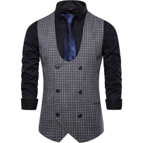 9731 Spring &Autumn New Mens Casual Fashion U-Shaped Collar European And American-Style Pattern Cardigan Vest