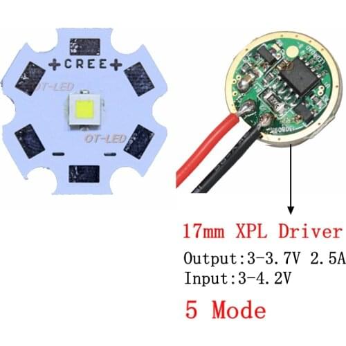 NEW CREE 10W XPL Hi XP-L Hi V5 V6 Led Emitter Light Cold WHITE Diode Chip +16mm 2.5A or 22mm 2.8A Driver