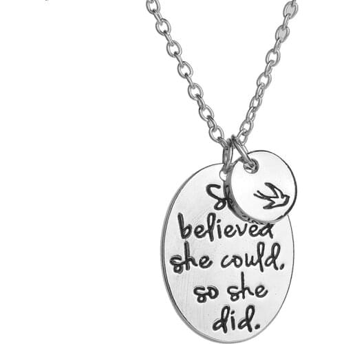 She believed She Could So She Did Pendant Necklaces Women Jewelry Long Chian Trendy Friend Gifts