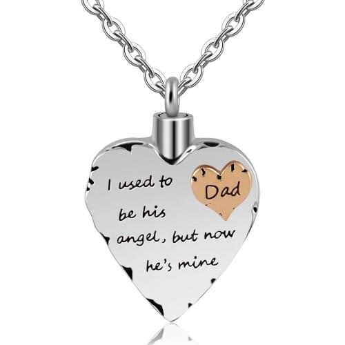 Amerixun I used to be his angel now hes mine unisex memorial keepsake cremation pendant ash urns necklace