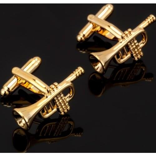Luxury Fashion gold suona music Cufflinks Round cufflinks for mens Brand cuff buttons cuff links High Quality Jewelry