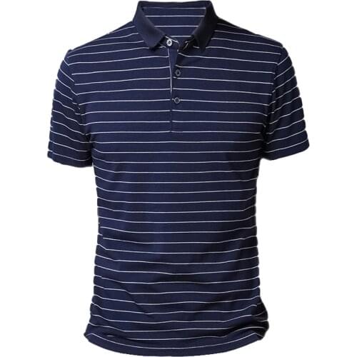 New Summer Cotton POLO Men Casual Striped Short Sleeve Slim Brand Quality Polo Shirt Men Business Social Men Clothing Tops Tees