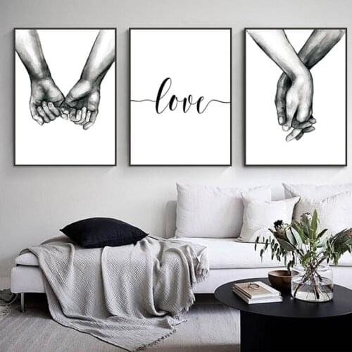 Nordic Wall Art Canvas Painting Black White Style LOVE Painting Minimalist Canvas Poster Print Picture for Living Room Decor