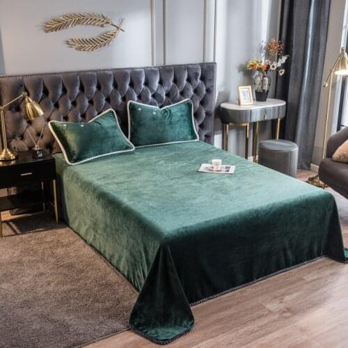 Nordic Crystal Velvet Sheet Flannel Flat Bed Sheet Set Single King Size Bedspread Cover Linen Sheets Warm Bedspread Coverlet