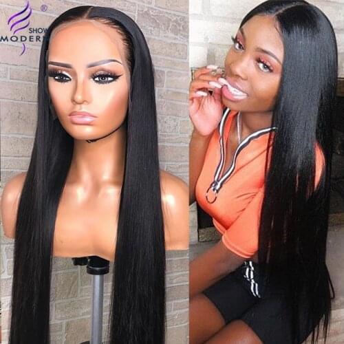 Modern Show Brazilian Straight 13*4 Lace Front Wigs Pre Plucked Baby Hair 150% Density Brazilian Remy Human Hair Wigs