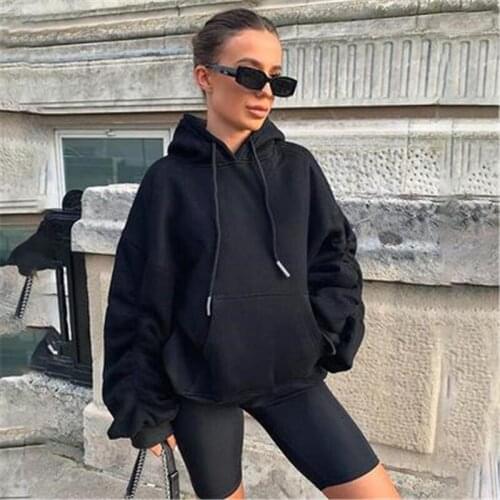 Women cottton Sweatshirts hoodies goth grunge Streetwear Y2K Casual winter Long Sleeve Solid harajuku Oversized kawaii hoodie