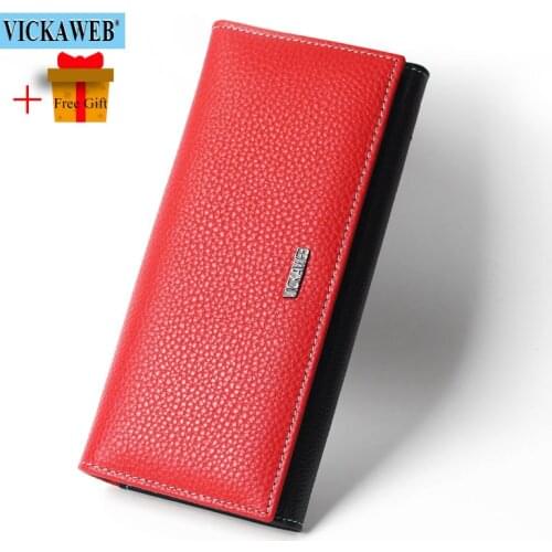 2021 New Women Long Magnetic Genuine Leather Wallet Female Fashion Hasp Purse Ladies Patchwork Money Bag For Card Holder WRS-501