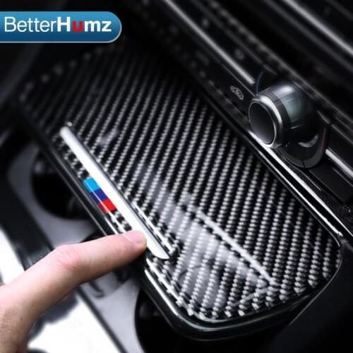 Interior Carbon Fiber ashtray cigarette case Panel car stickers and decals storage box Cover For BMW F10 2011-2017 accessories