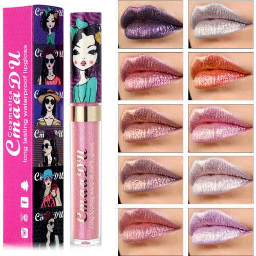 10 Colors Liquid Lip Gloss Long-Lasting Pigmented Sparkling Lipstick Lip Makeup Gift for Friends Girlfriend
