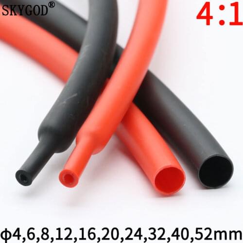 1.22M 12mm Diameter PE 4:1 Ratio Heat Shrinking Tube Adhesive Lined Dual Wall With Thick Glue Wire Wrap Waterproof Cable Sleeve